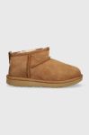 Дитячі замшеві чоботи UGG Classic Ultra Mini колір коричневий Дитячі замшеві чоботи UGG Classic Ultra Mini колір коричневий
