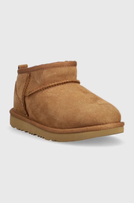 Дитячі замшеві чоботи UGG Classic Ultra Mini колір коричневий фото 2