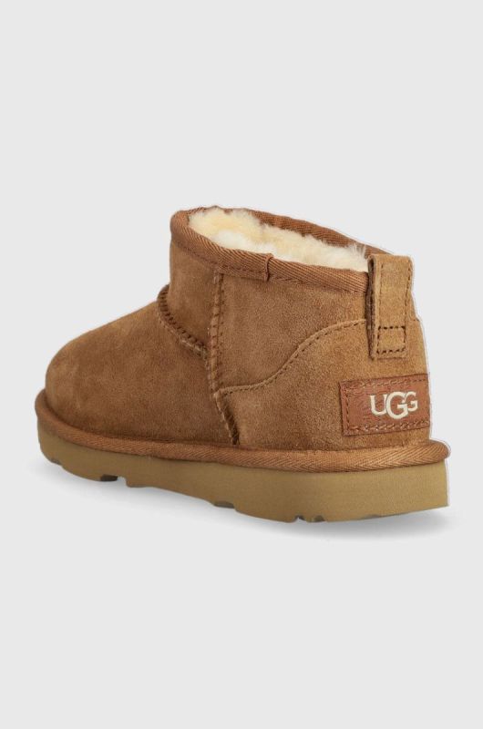 Дитячі замшеві чоботи UGG Classic Ultra Mini колір коричневий фото 3