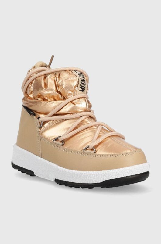 Дитячі чоботи Moon Boot Jr Girl Low Nylon колір золотий фото 2