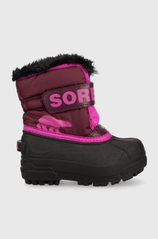 Дитячі чоботи Sorel Childrens Snow колір фіолетовий