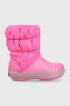 Дитячі чоботи Crocs Winter Puff Boot колір рожевий Дитячі чоботи Crocs Winter Puff Boot колір рожевий