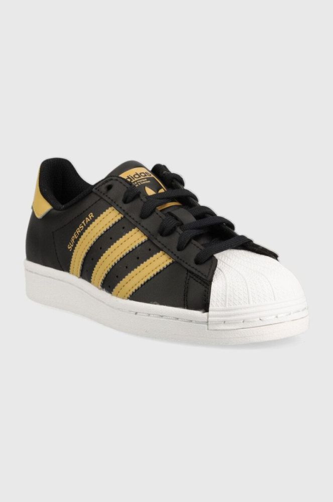 Дитячі шкіряні кросівки adidas Originals Superstar колір чорний фото 2