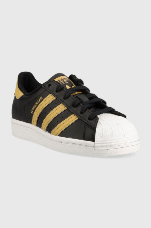 Дитячі шкіряні кросівки adidas Originals Superstar колір чорний фото 2