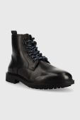 Шкіряні черевики Sisley чоловічі колір чорний
