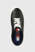Шкіряні кросівки Tommy Jeans Leather Soccer Vulc колір чорний