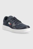 Шкіряні кросівки Tommy Jeans Retro Basket Tjm Ess колір синій