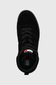 Замшеві кросівки Tommy Jeans Suede Basket Midcut колір чорний