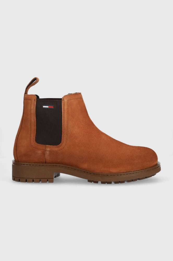 Замшеві черевики Tommy Jeans Classic Tommy Jeans Chelsea Boot чоловічі колір коричневий