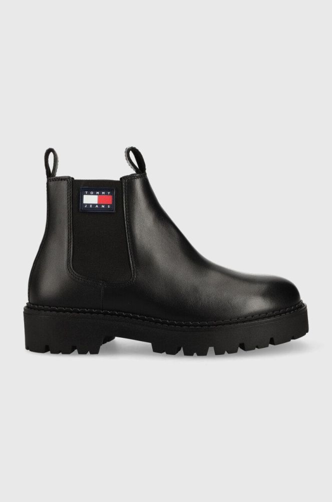 Шкіряні черевики Tommy Jeans Heritage Branding Chelsea Boot чоловічі колір чорний