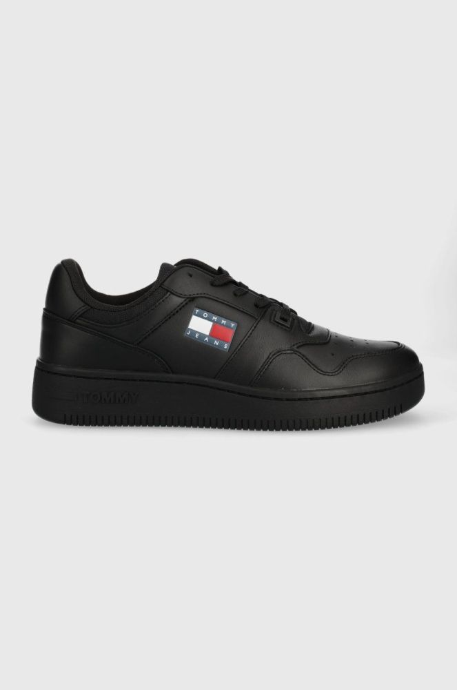 Шкіряні кросівки Tommy Jeans Retro Basket Tjm Ess колір чорний