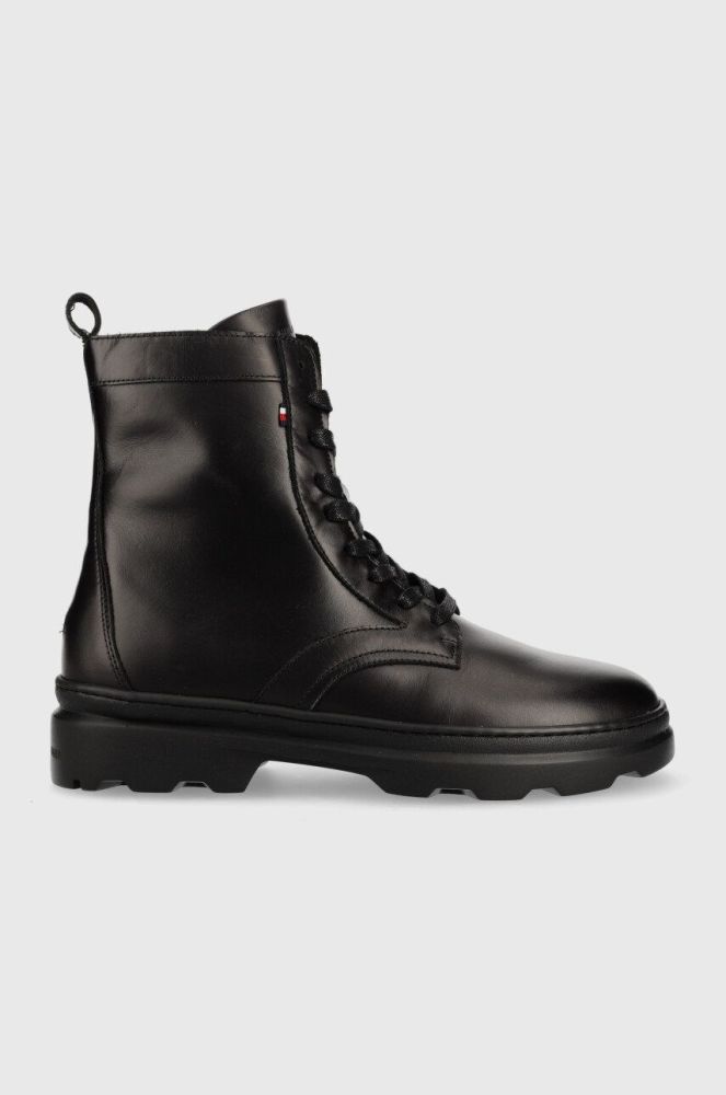 Шкіряні черевики Tommy Hilfiger чоловічі колір чорний (2526224)