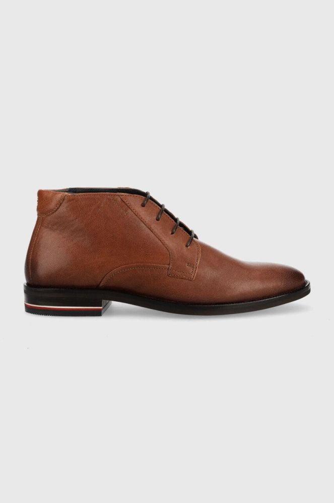 Шкіряні туфлі Tommy Hilfiger чоловічі колір коричневий (2749697)