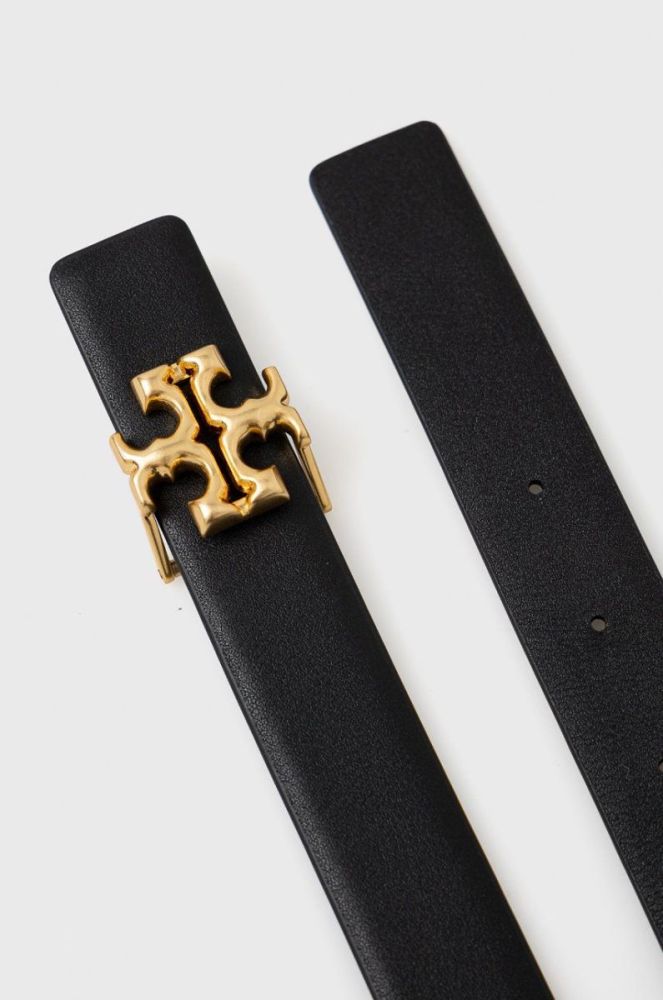 Шкіряний ремінь Tory Burch жіночий колір чорний фото 2