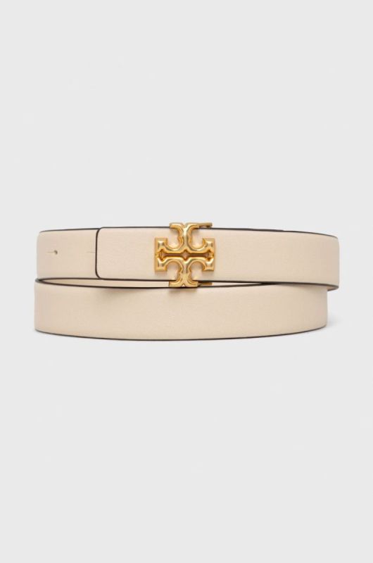 Шкіряний ремінь Tory Burch жіночий колір бежевий