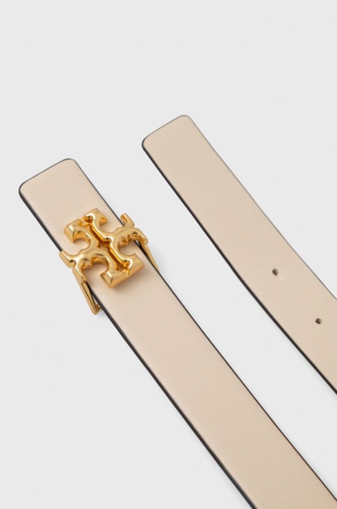 Шкіряний ремінь Tory Burch жіночий колір бежевий фото 2