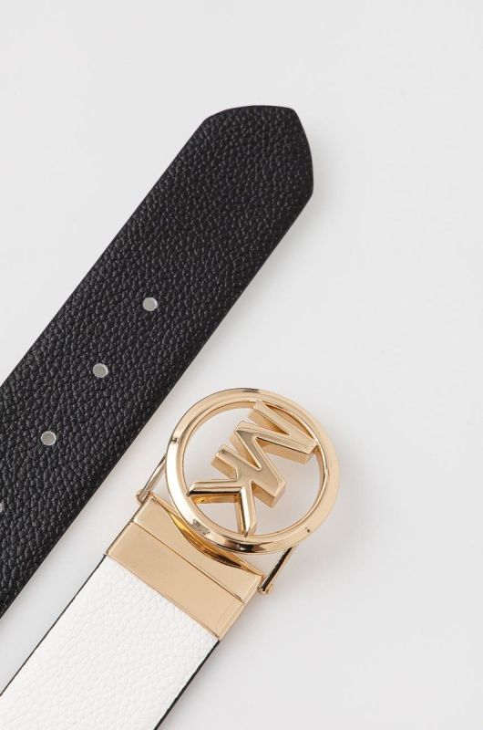 Двосторонній шкіряний ремінь MICHAEL Michael Kors жіночий колір білий фото 2