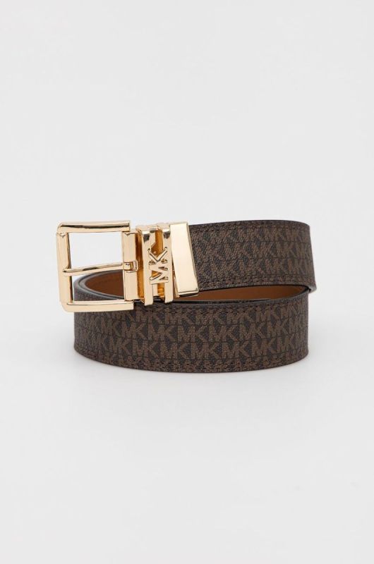 Двосторонній шкіряний ремінь MICHAEL Michael Kors жіночий колір коричневий (2507623)