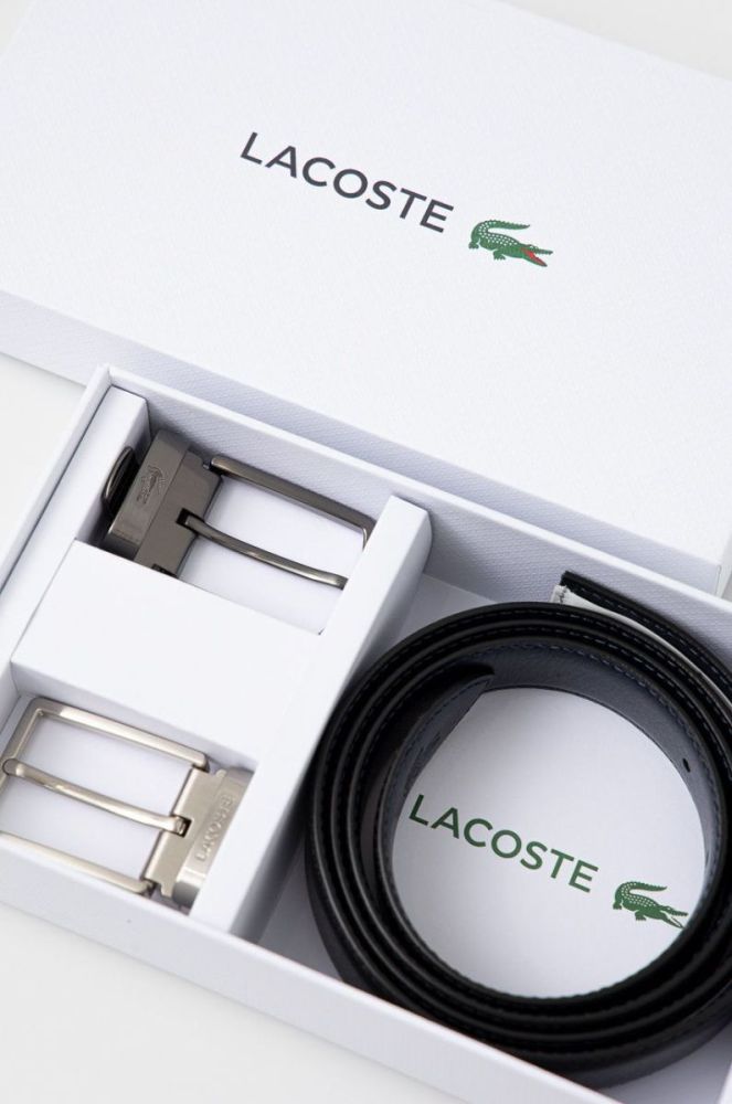 Ремінь зі змінними пряжками Lacoste чоловічий колір синій фото 2