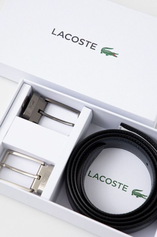 Ремінь зі змінними пряжками Lacoste чоловічий колір синій фото 2