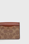 Шкіряний гаманець Coach колір коричневий