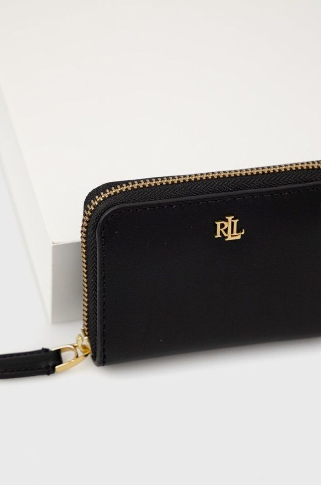 Шкіряний гаманець Lauren Ralph Lauren жіночий колір чорний (2467437) фото 3
