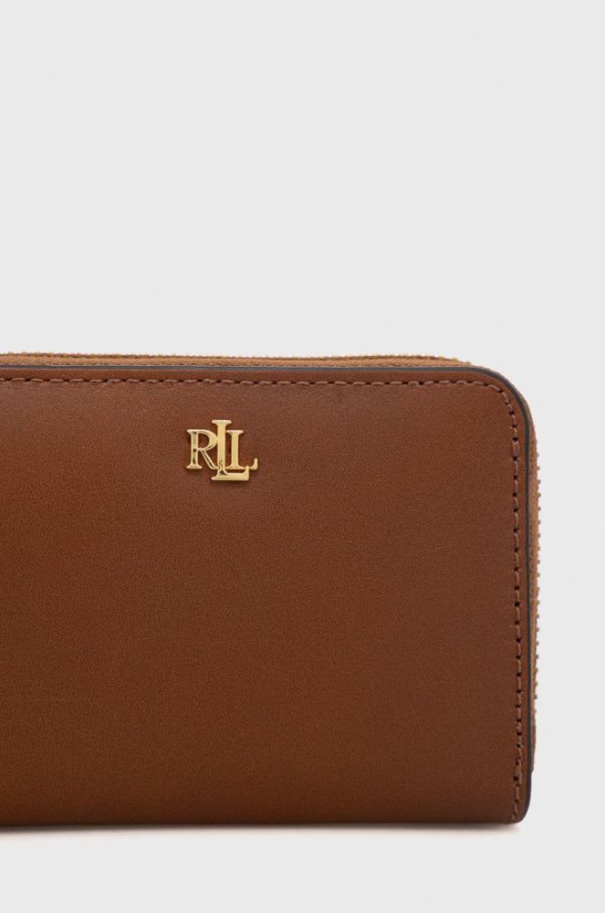 Шкіряний гаманець Lauren Ralph Lauren жіночий колір коричневий фото 3