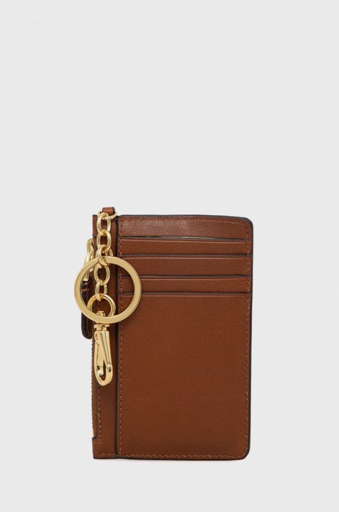 Шкіряний чохол на банківські карти Lauren Ralph Lauren жіночий колір коричневий (2467441) фото 2
