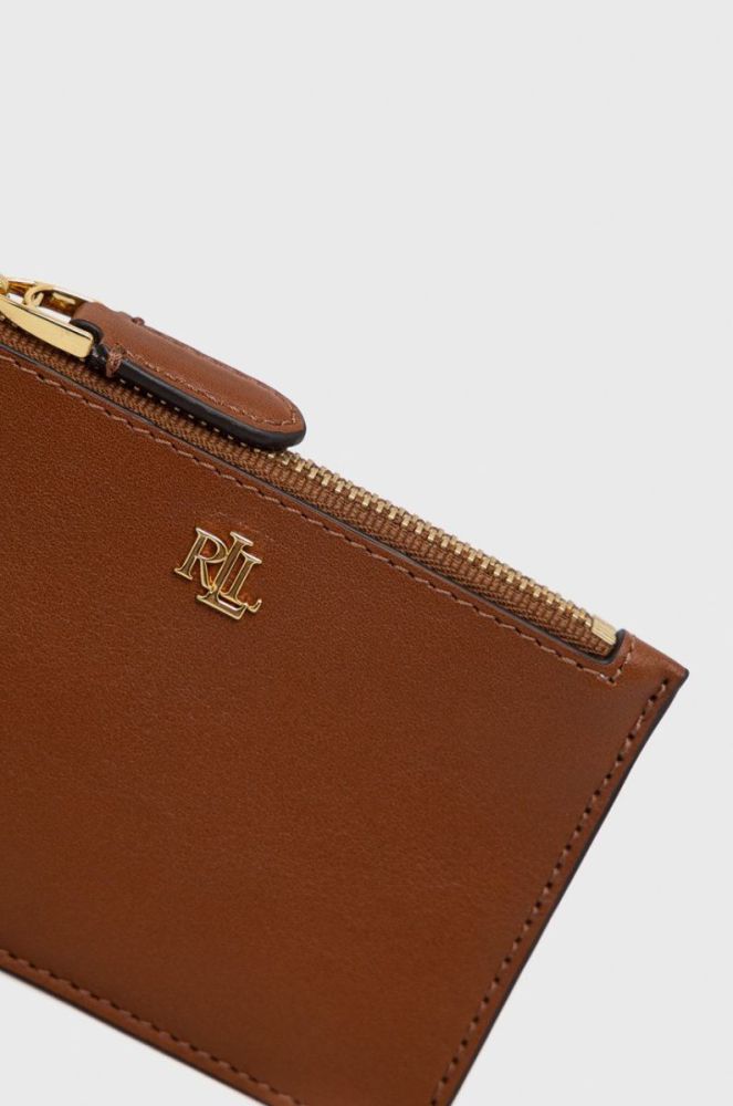 Шкіряний чохол на банківські карти Lauren Ralph Lauren жіночий колір коричневий (2467441) фото 3