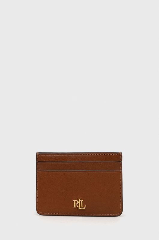 Шкіряний чохол на банківські карти Lauren Ralph Lauren жіночий колір коричневий (2534985)