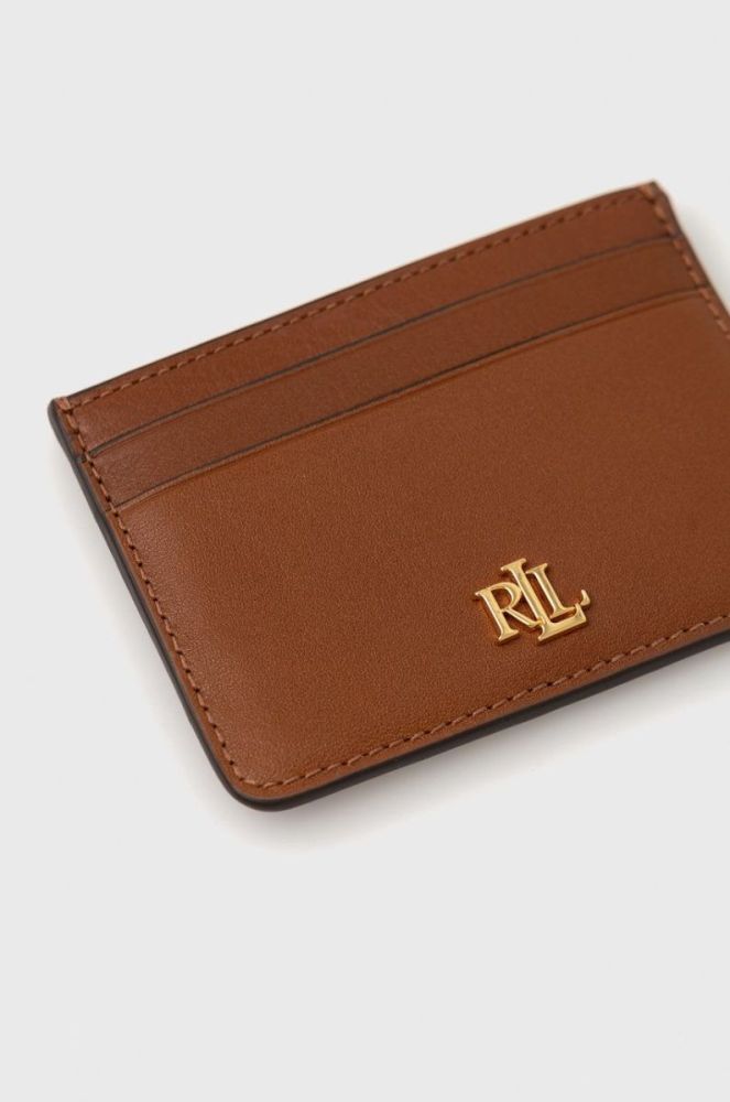 Шкіряний чохол на банківські карти Lauren Ralph Lauren жіночий колір коричневий (2534985) фото 2
