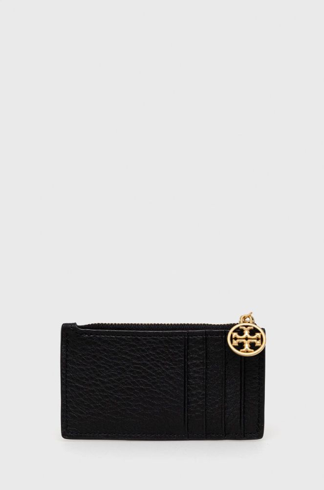 Шкіряний чохол на банківські карти Tory Burch жіночий колір чорний (2698754)