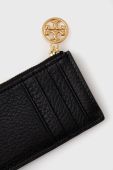 Шкіряний чохол на банківські карти Tory Burch жіночий колір чорний (2698754)