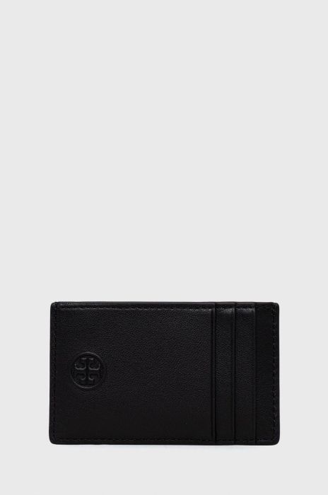 Шкіряний чохол на банківські карти Tory Burch жіночий колір чорний (2698755)