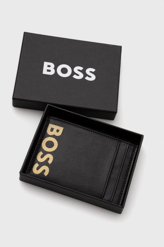Шкіряний чохол на банківські карти BOSS чоловічий колір чорний (2634948) фото 3