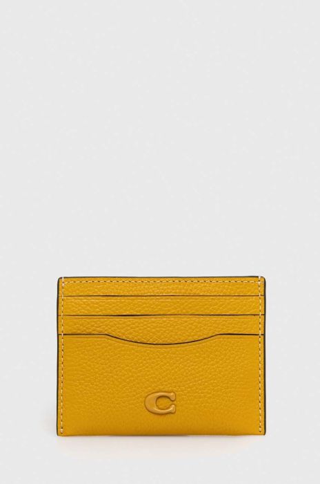 Шкіряний чохол на банківські карти Coach чоловічий колір жовтий