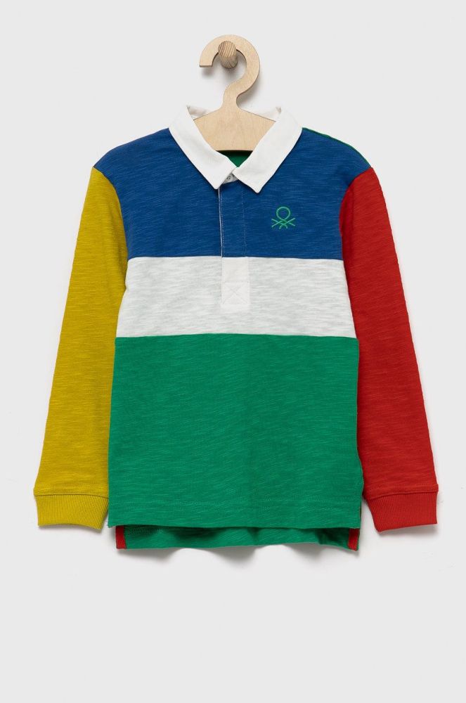 Дитячий бавовняний лонгслів United Colors of Benetton візерунок колір барвистий (2622122)