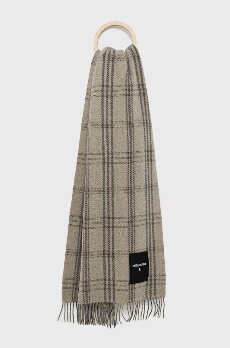 Вовняний шарф Patrizia Pepe колір бежевий візерунок
