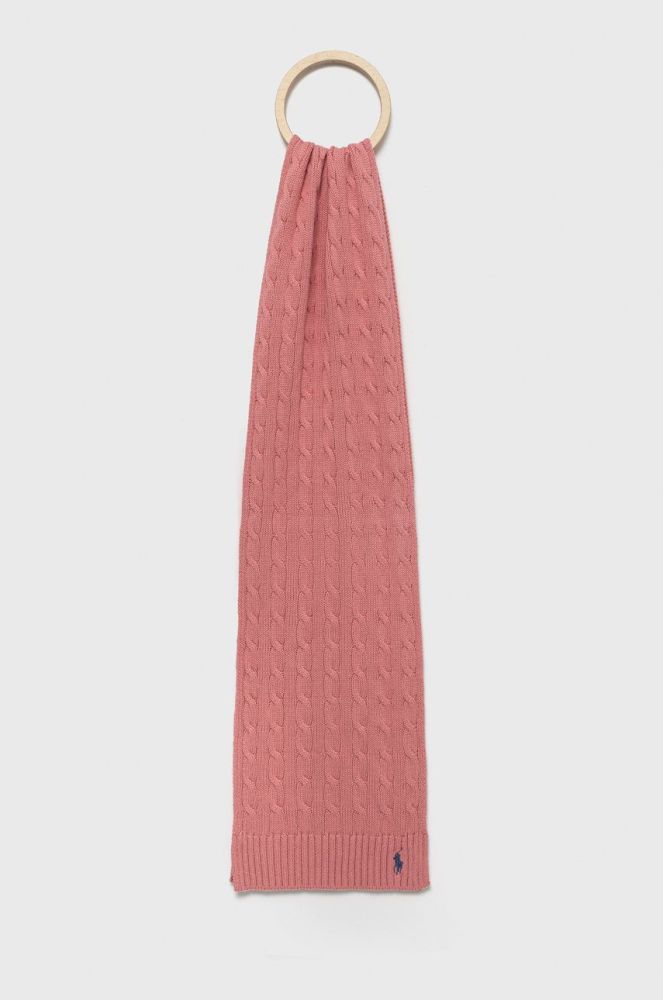 Бавовняний шарф Polo Ralph Lauren колір рожевий однотонний