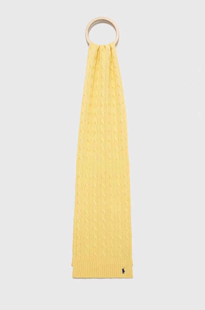Бавовняний шарф Polo Ralph Lauren колір жовтий однотонний