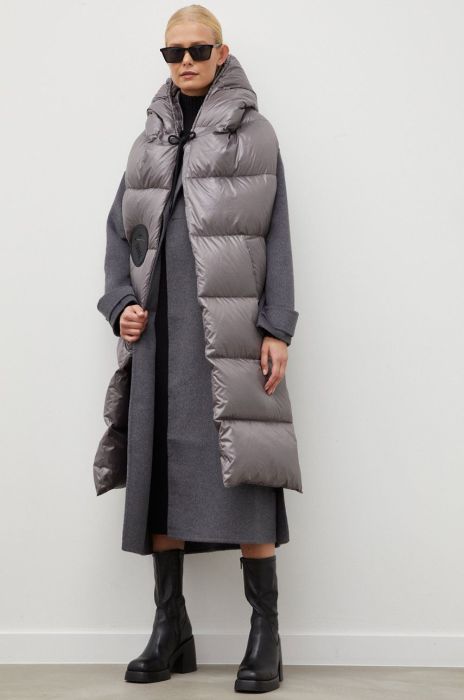 Пуховий шарф MMC STUDIO колір сірий однотонний