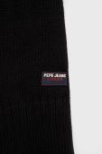 Шарф з домішкою вовни Pepe Jeans колір чорний однотонний