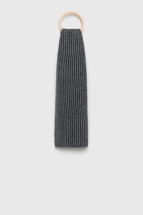 Шарф з домішкою вовни Sisley колір сірий візерунок