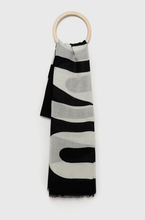 Вовняна шаль Moschino колір чорний візерунок