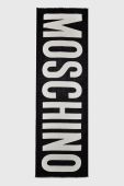 Вовняна шаль Moschino колір чорний візерунок
