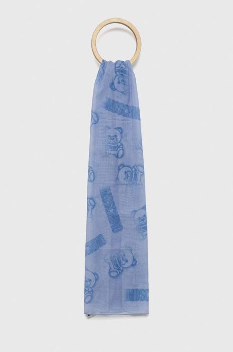 Бавовняний шарф Moschino візерунок колір блакитний