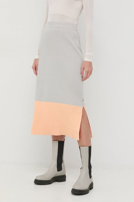 Спідниця BOSS колір сірий midi олівець