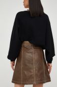 Шкіряна спідниця Gestuz колір коричневий mini розкльошена