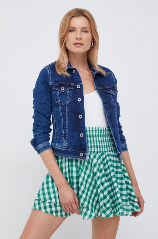 Бавовняна спідниця Pepe Jeans колір зелений mini розкльошена фото 4