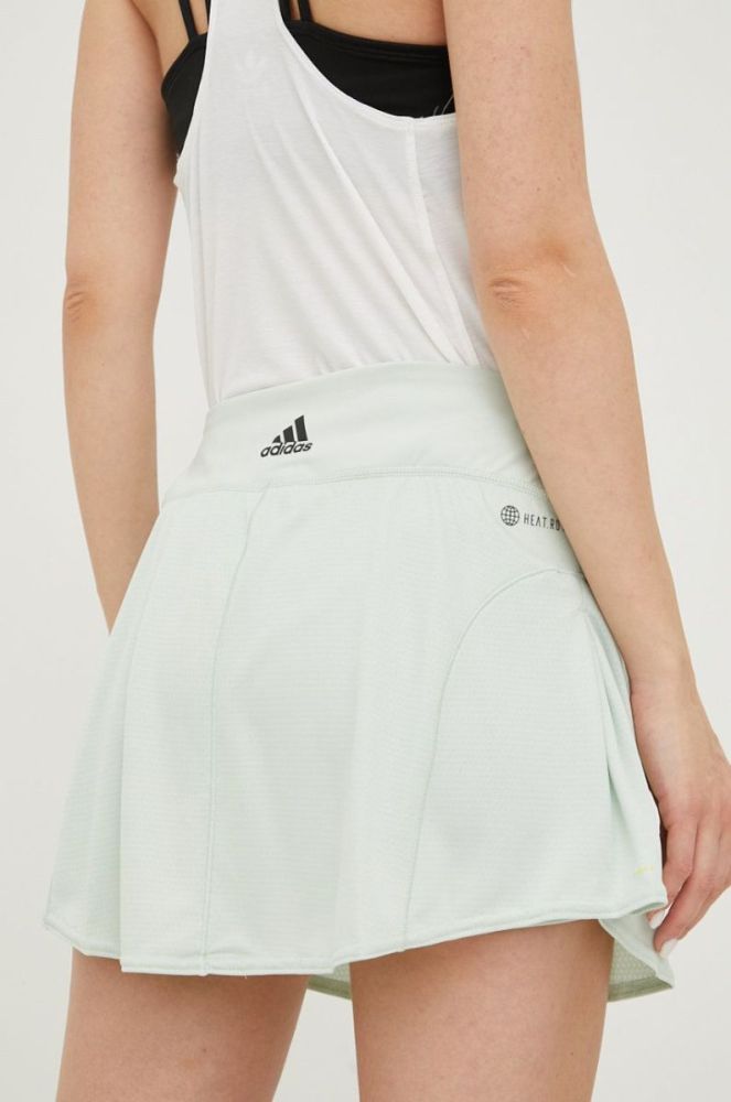Спідниця adidas Performance колір зелений mini розкльошена фото 3
